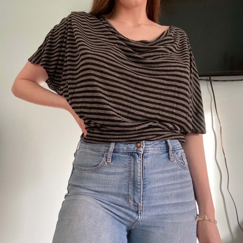Black and Grey Striped Shirt